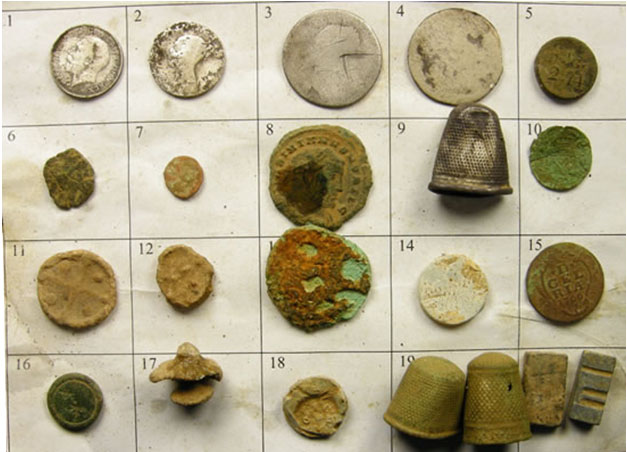 Roman, Victorian, Georgian, and medeival coins and relics.